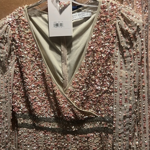 Mac Duggal 93593 NWT SEQUINED V NECK BISHOP SLEEVE DRESS - Picture 6 of 6